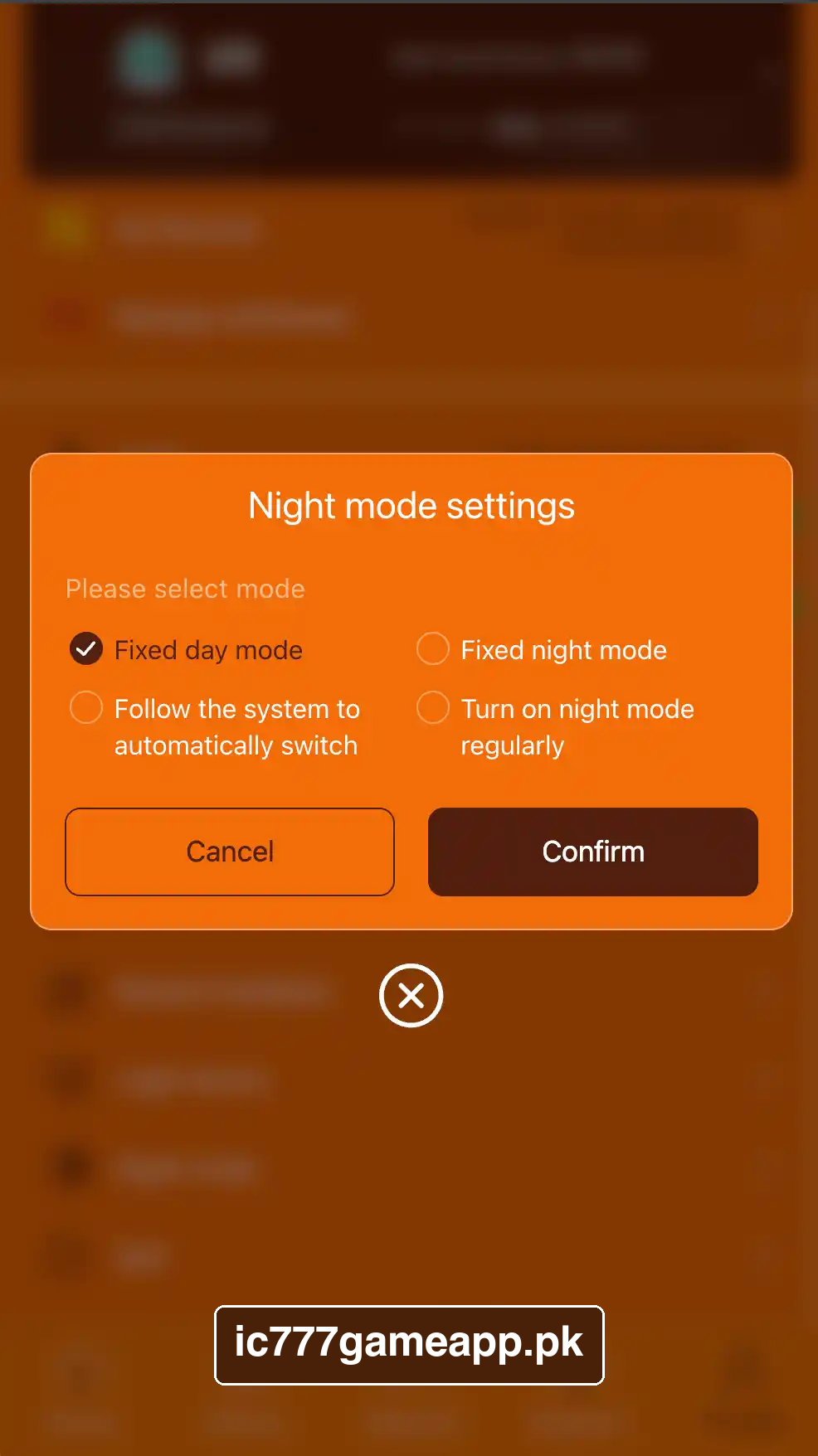 IC777 night mode settings